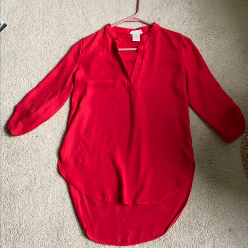 Red chiffon blouse